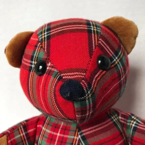 Vintage Dakin Plaid Red Teddy Bear 1984 Plush Toy - Picture 3 of 9